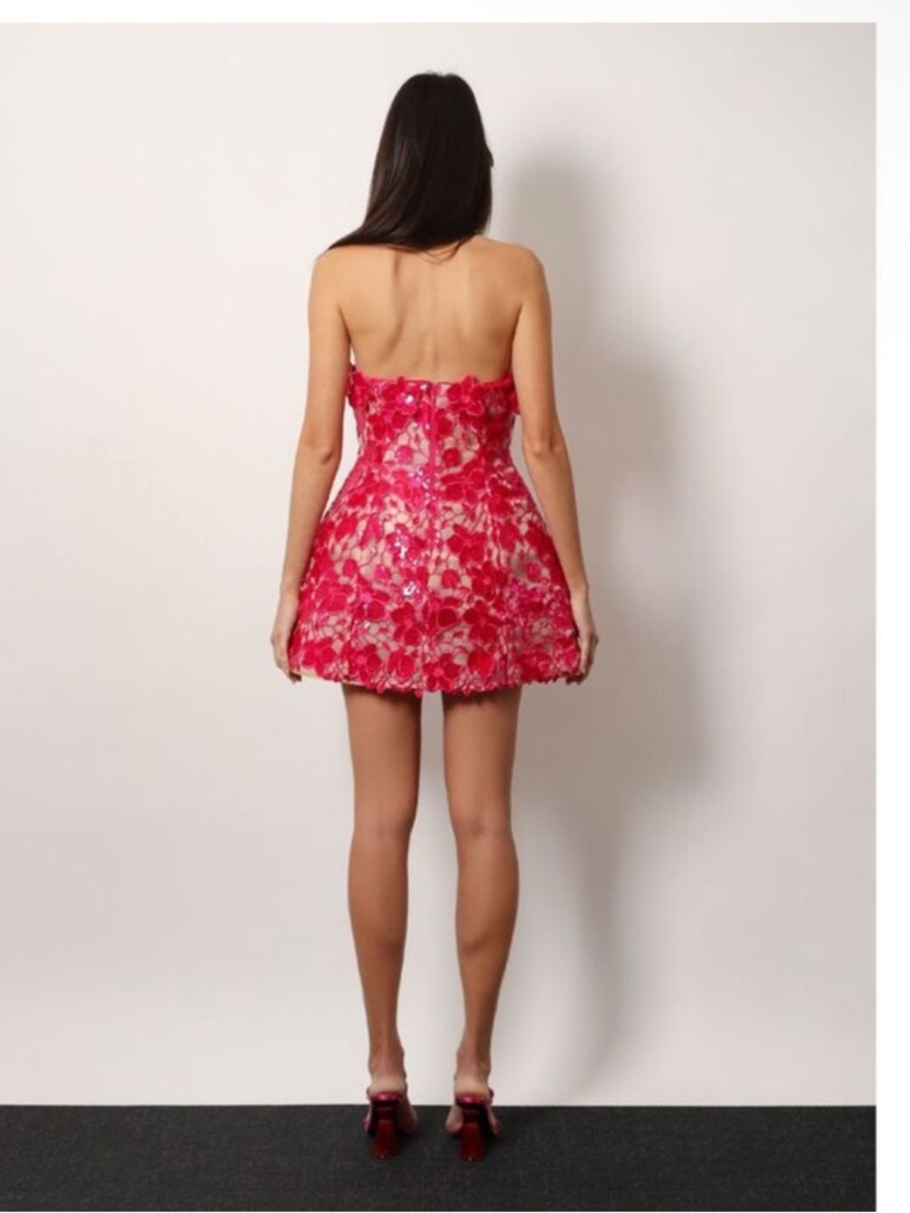 RETROFETE alira lace mini dress in cerise size large NWT - Picture 4 of 10